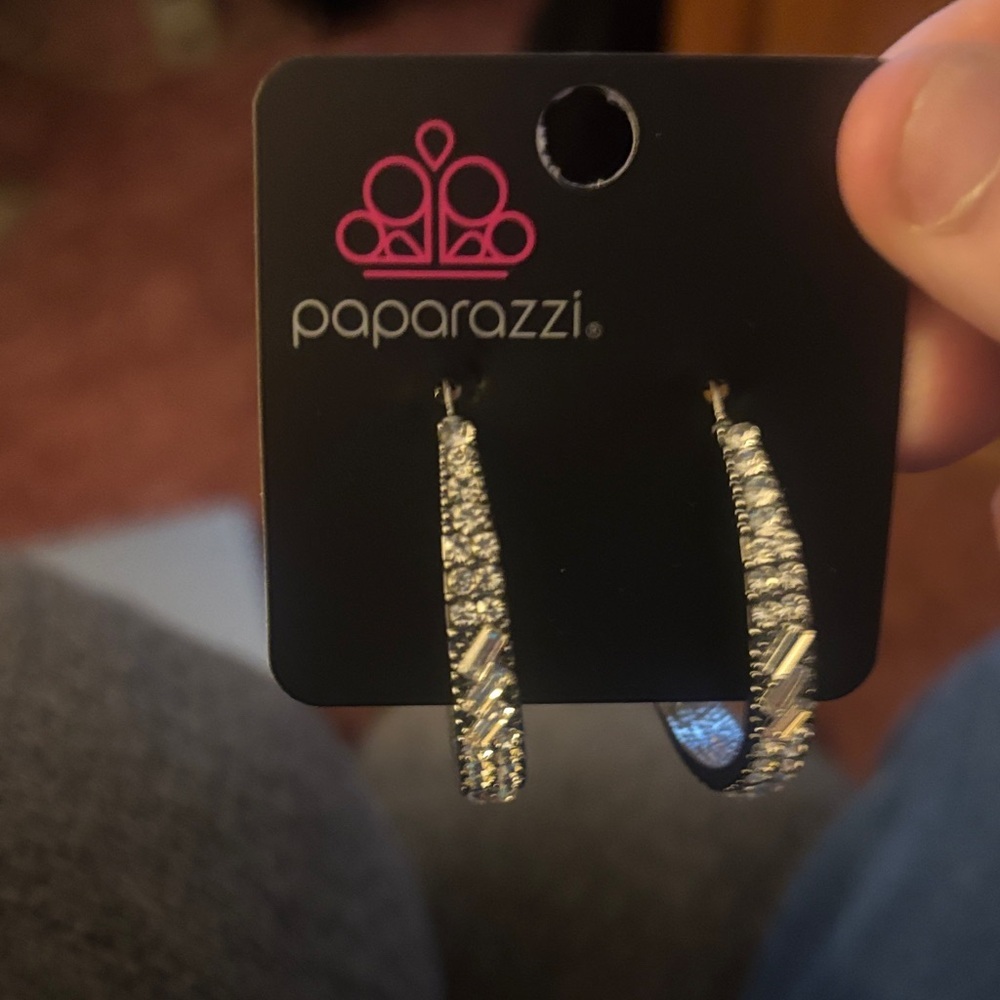 Paparazzi‎ Glittering Silver Hoop Earrings